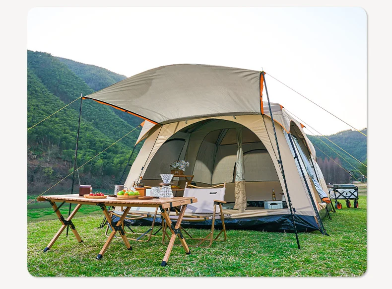 Portable Outdoor Tent with Two Bedrooms and a Hall, Sun- and Weather-Resistant - Image 2
