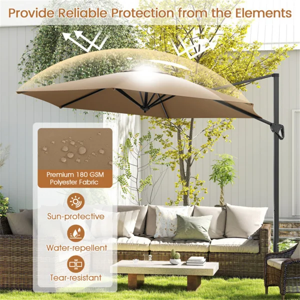 CampGlut 9x8.2FT Cantilever Patio Umbrella detailliert.