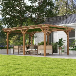 CampGlut Holz Pergola 12x16 Rankgitter für Garten.