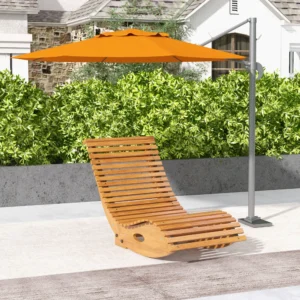 CampGlut Garten-Schaukelstuhl aus Holz, Teak, mit Lattenrost, 130x60x60 cm.