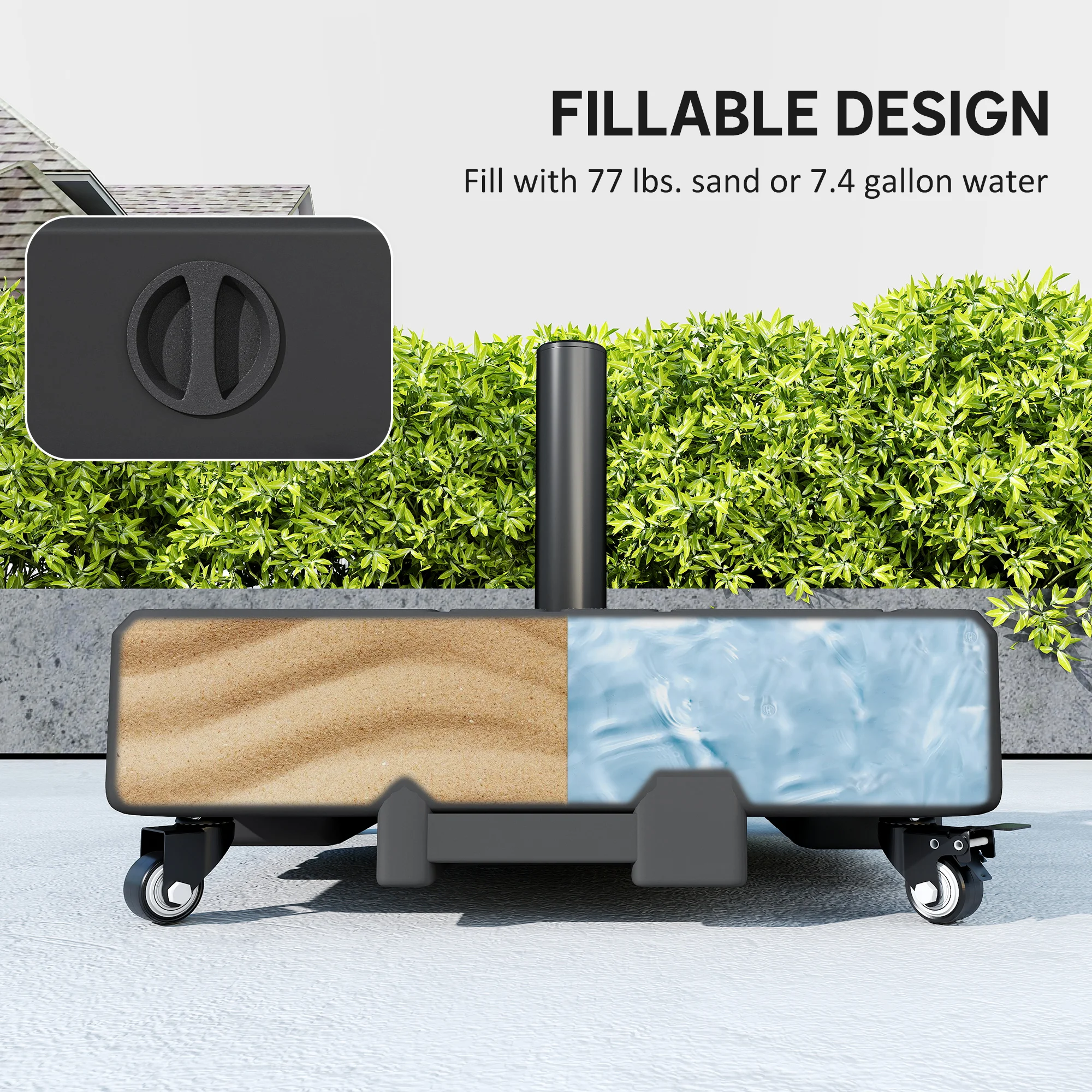 Terrassenschirmständer mit Rollen für 1,5"/1,9" Stangen – Bild 3