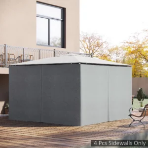 9,84 x 13,1 m Pavillon-Seitenwand-Set mit Haken/C-Ringen, Hellgrau