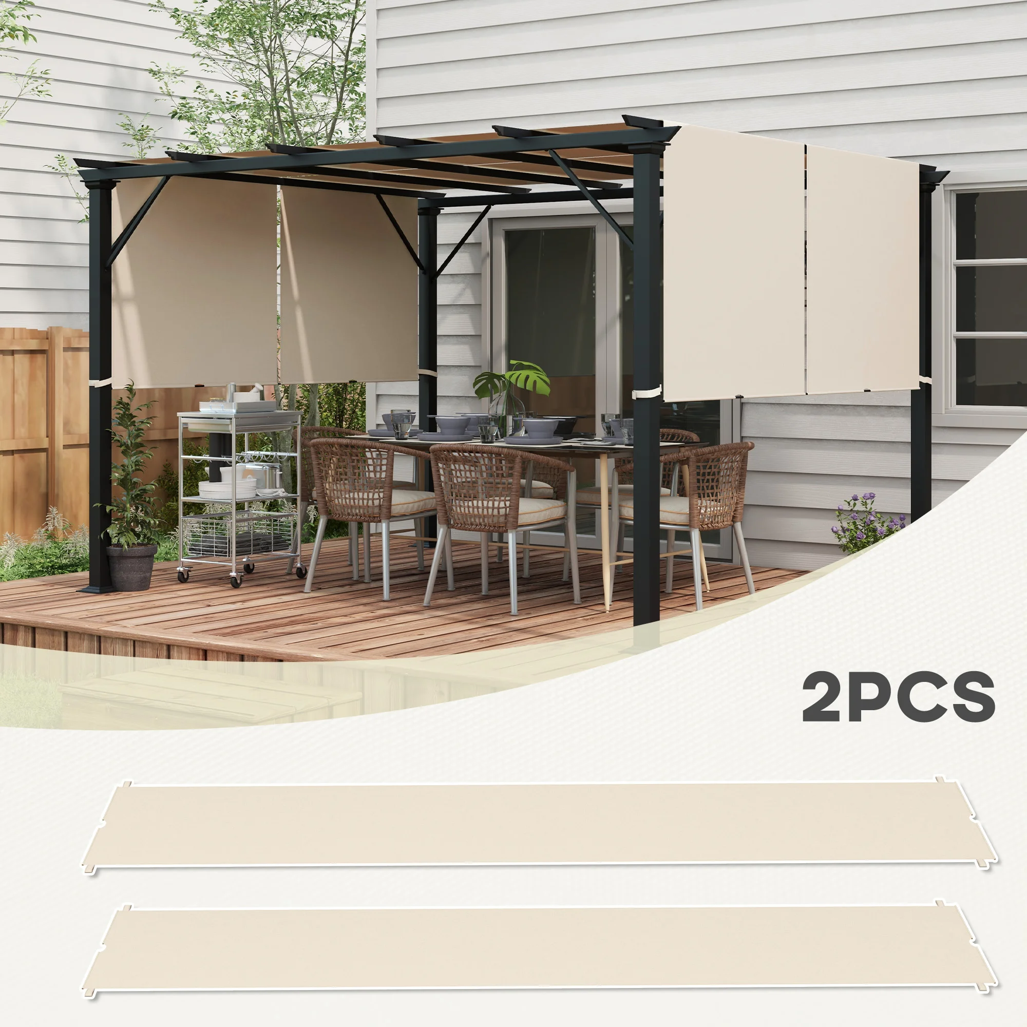2er-Set Pergola Ersatzdach, UV-Schutz, einfache Montage, für 10x12ft Pergola,... – Bild 4