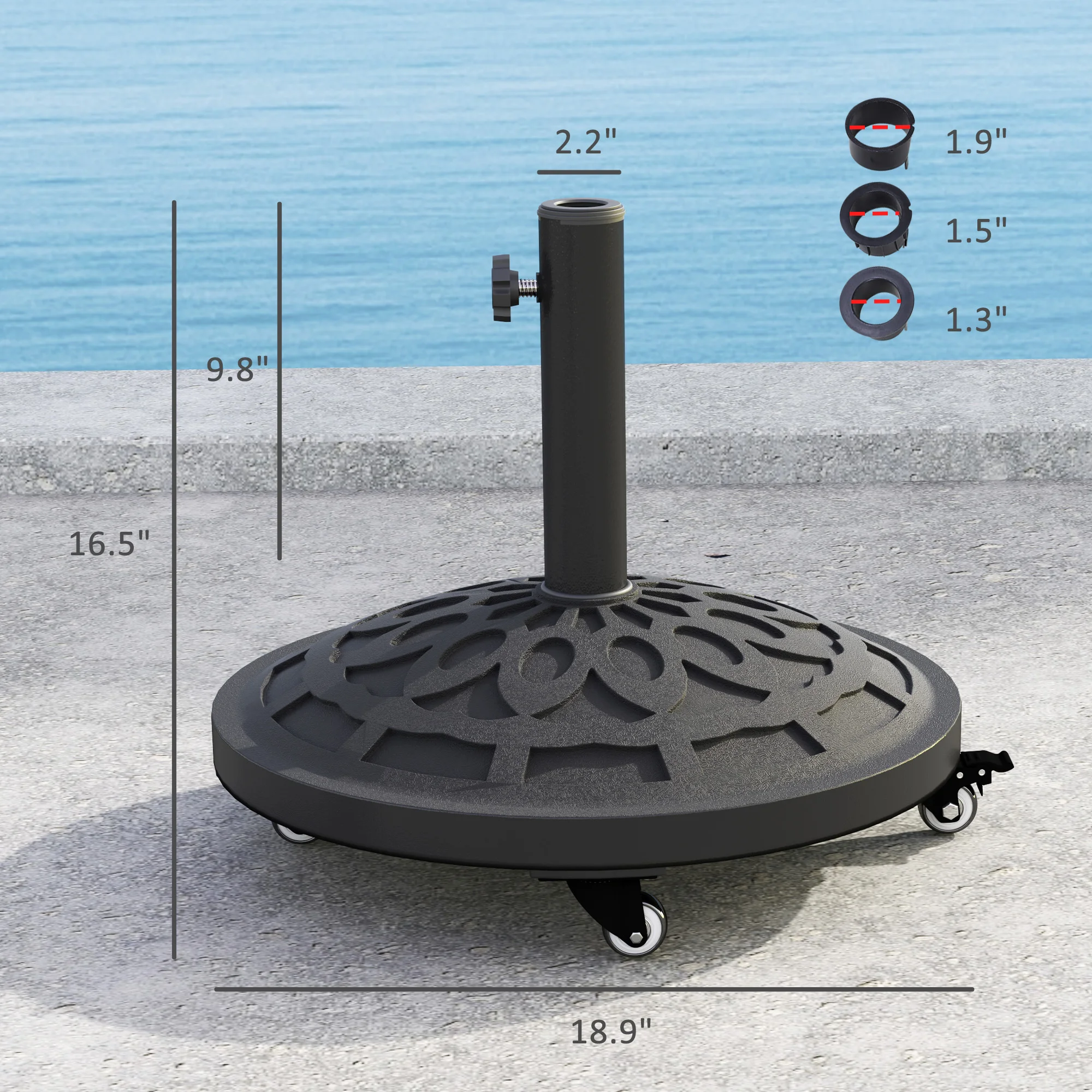 Base Redonda para Sombrilla de Terraza con Ruedas, 21 kg, Soporte Pesado para Sombrilla para 3... - Imagen 6