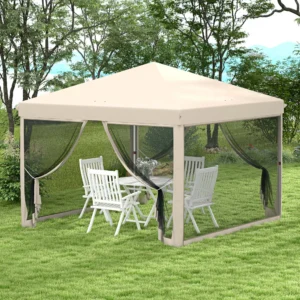 10 x 10 Pop-Up-Pavillon mit Mesh-Seitenwänden, höhenverstellbar, inkl. Traget...