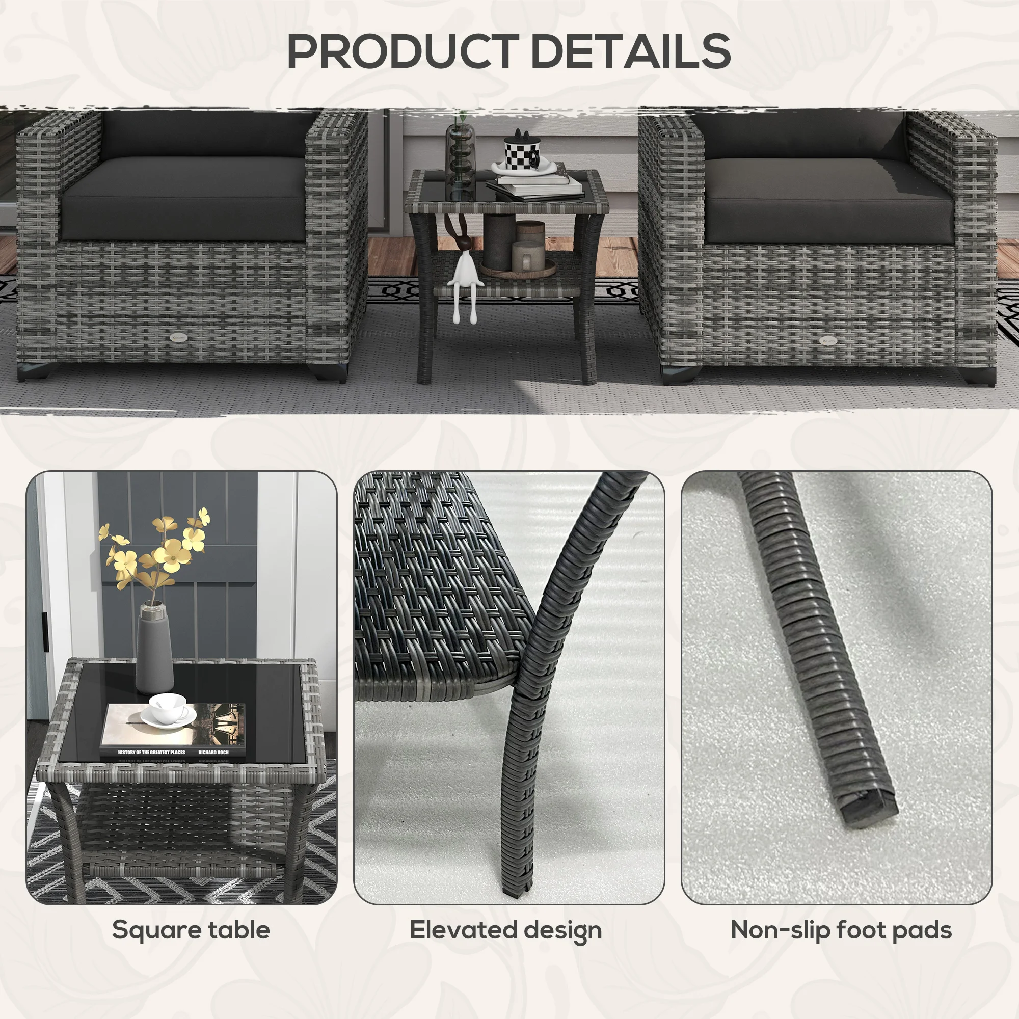 CampGlut Rattan Side Table als praktischer Outdoor-Begleiter.