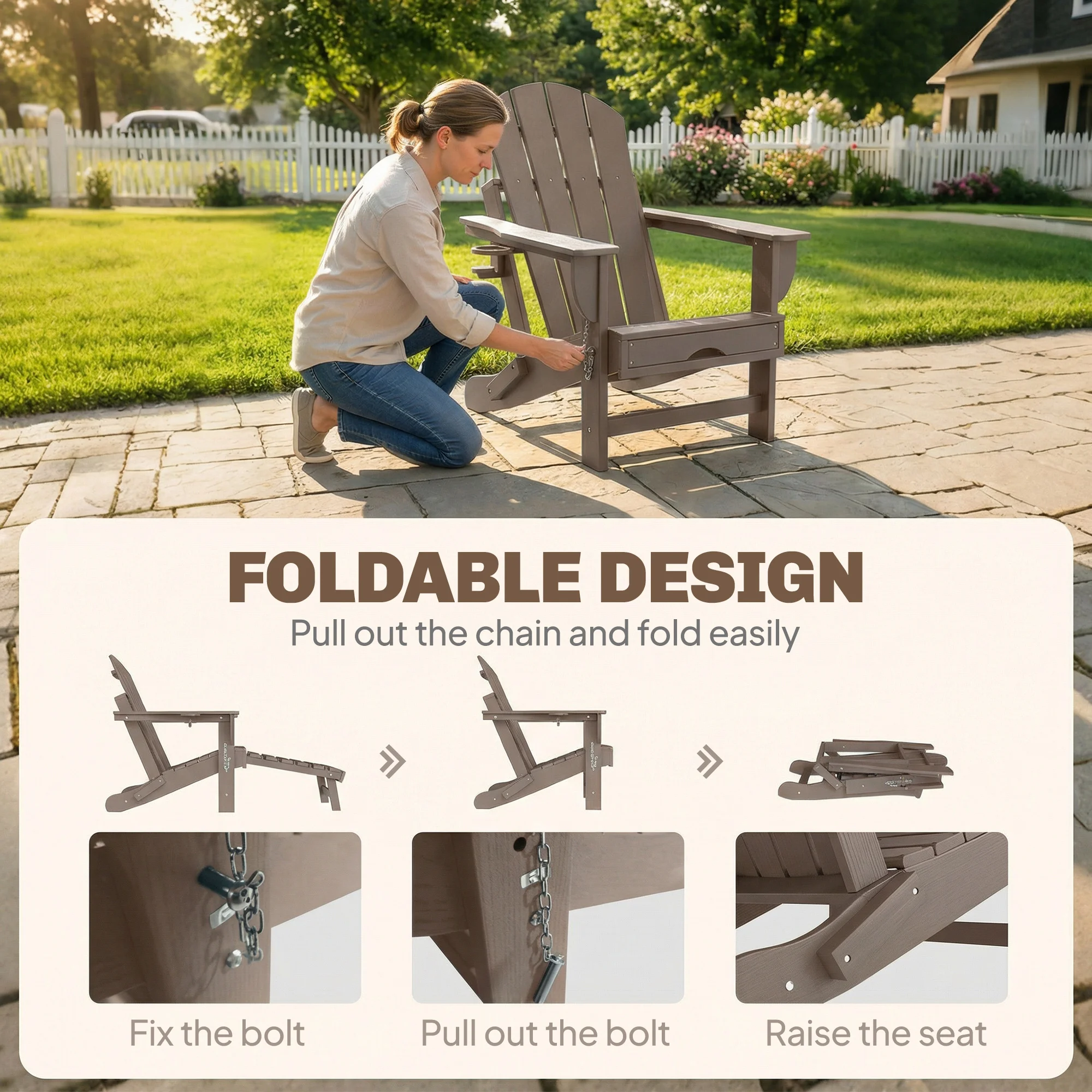 CampGlut Adirondack-Stühle Set faltbar für Camping.