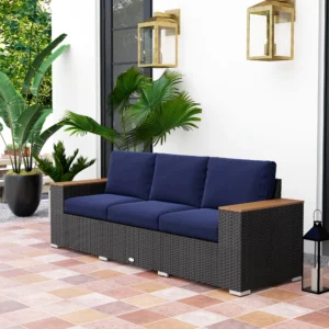 CampGlut 3-Sitzer Outdoor-Sofa aus PE-Rattan, extra breit.