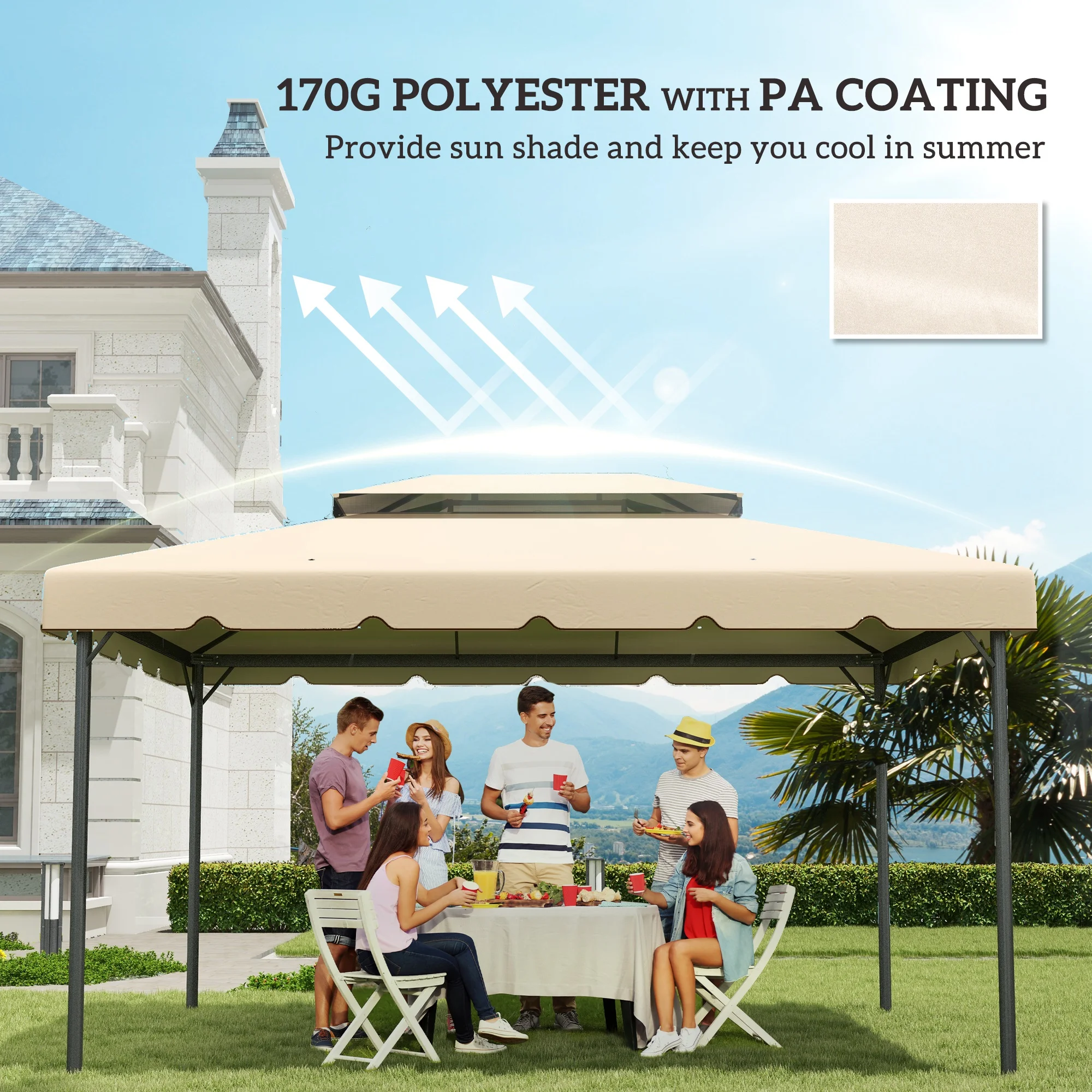 Modell 84C-101 oder 84C-144 13x10 Pavillon-Ersatzdach, Doppelbelüftung (NUR D... – Bild 7
