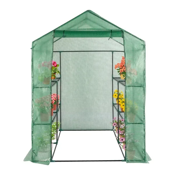 143x143x195cm Schwarzes Eisenrohr-Spitzdach-Gewächshaus mit 8-teiligem Gitter... – Bild 5
