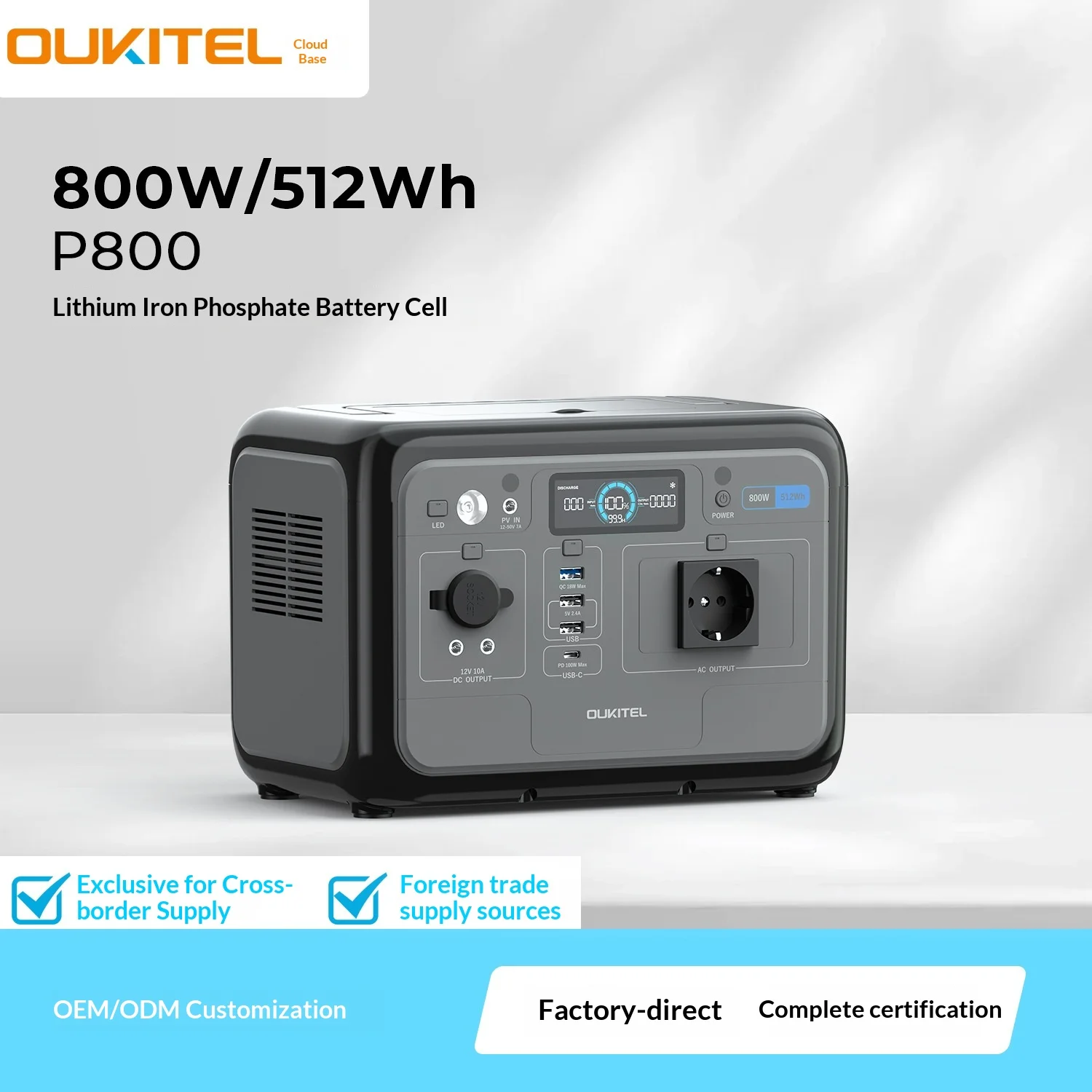 512 Wh Outdoor Power Station 800 W Portable Energy Storage for Camping - Imagen 2