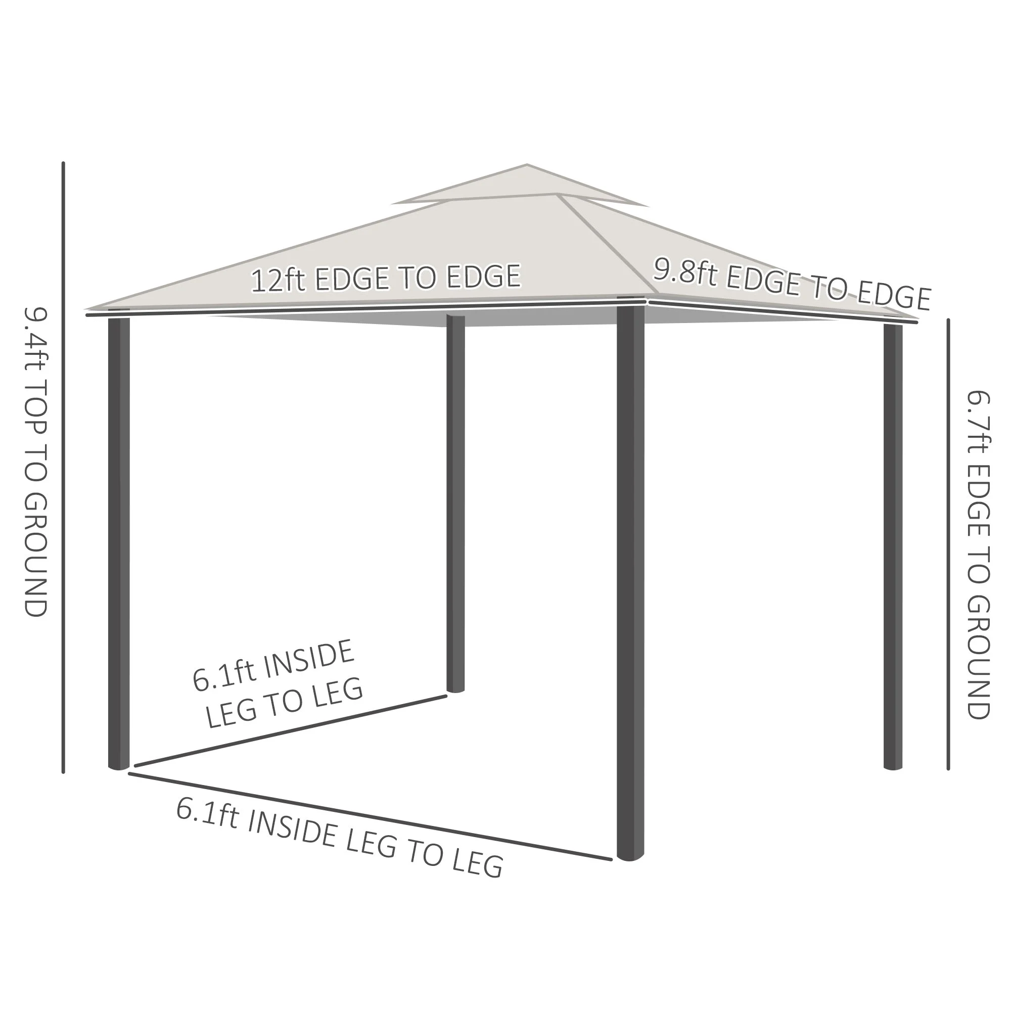 Pabellón exterior de 10 x 12 con mosquitera, techo de terraza de dos niveles para jardín, terraza – Image 7
