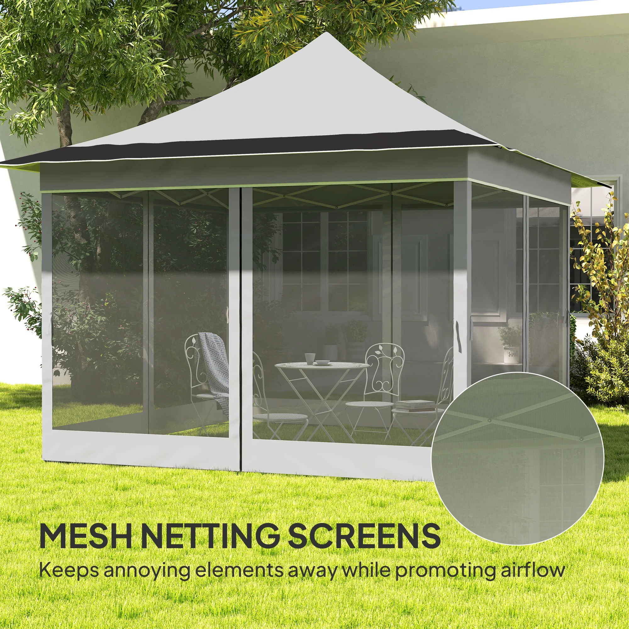 12 x 12 ft. Pavillon mit Moskitonetz, UPF50+, Tragetasche, hellgrau – Bild 6