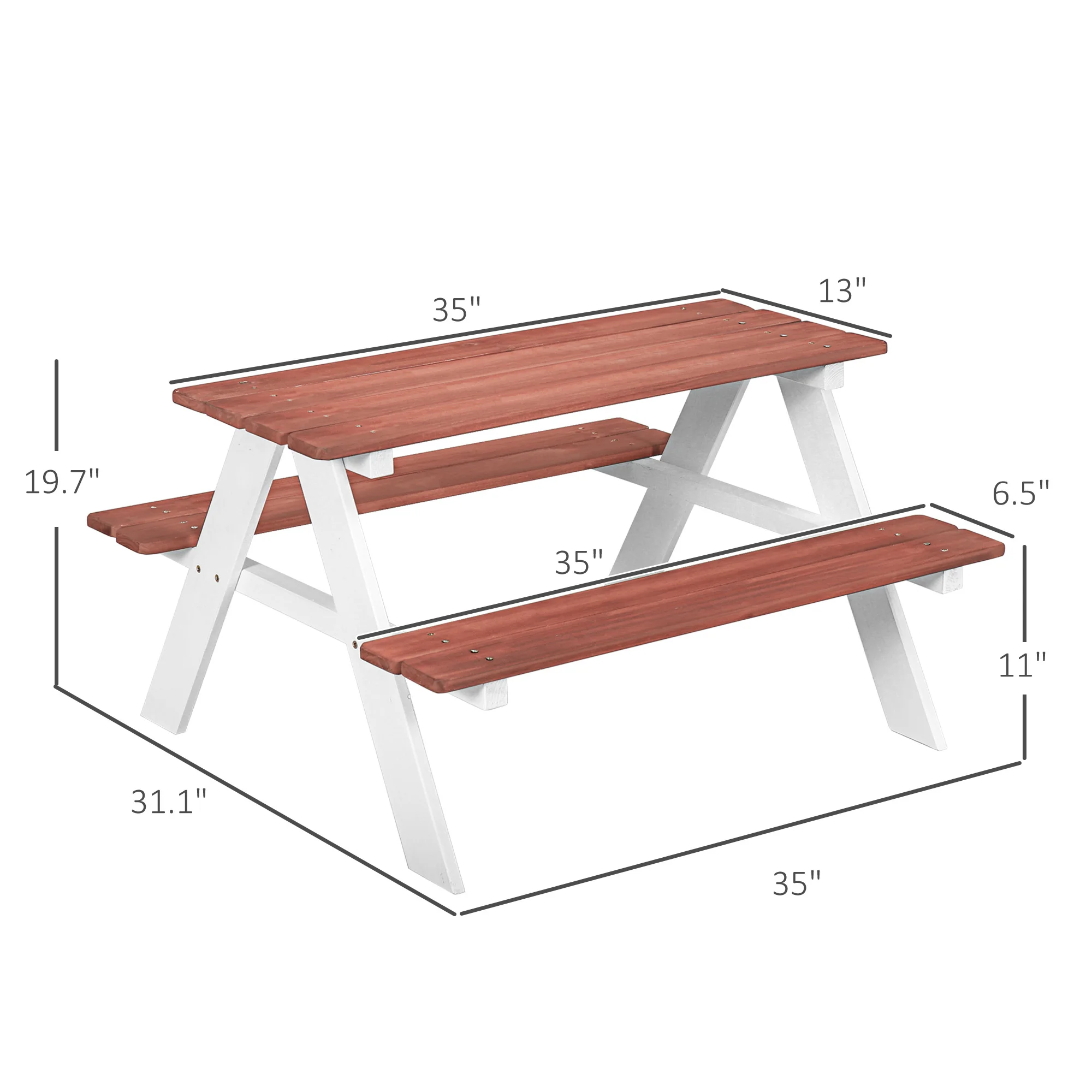 Kinder Picknick Tisch Set, Holz Tisch & Bank Set, Gartenspielzeug für 3-8 Jah... – Bild 3