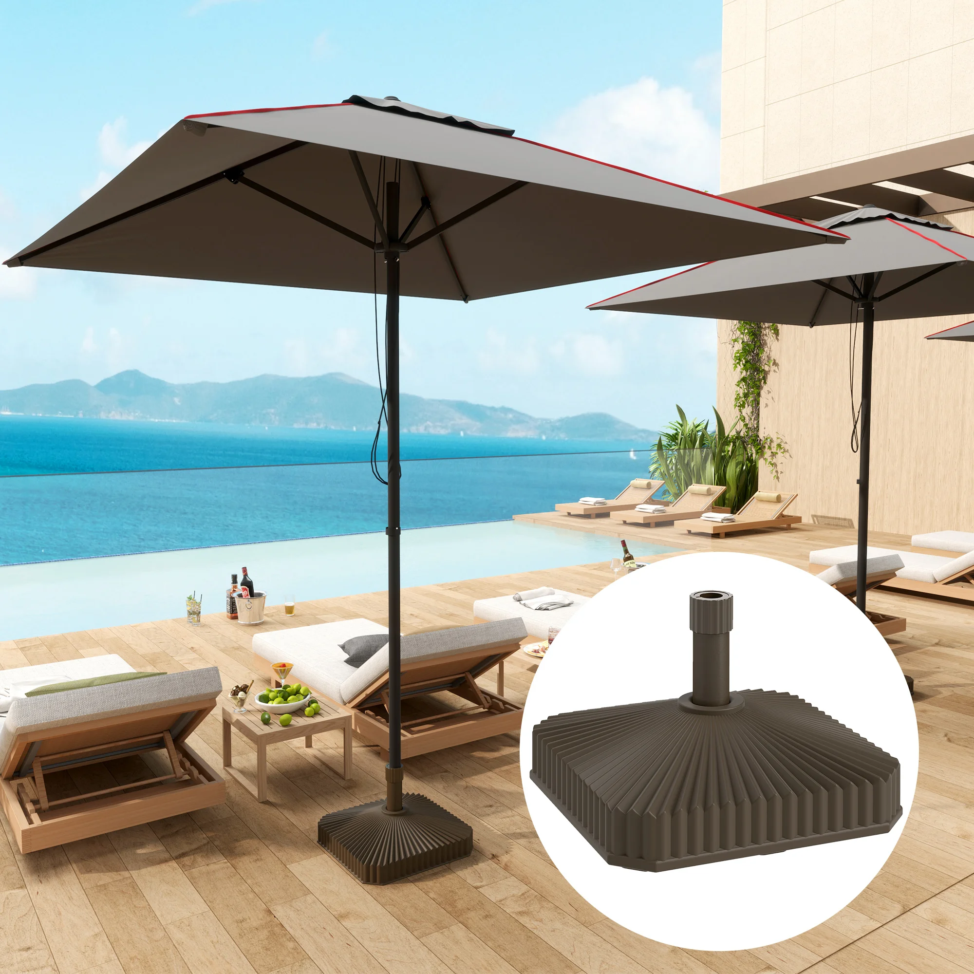 Viereckiger Terrassenschirmständer, schwerlast, bis 19 kg mit Sand oder 15 kg...
