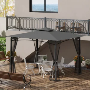 10 x 12 Outdoor-Pavillon mit Netz, 2-stöckiges Terrassendach für Garten, Terr...