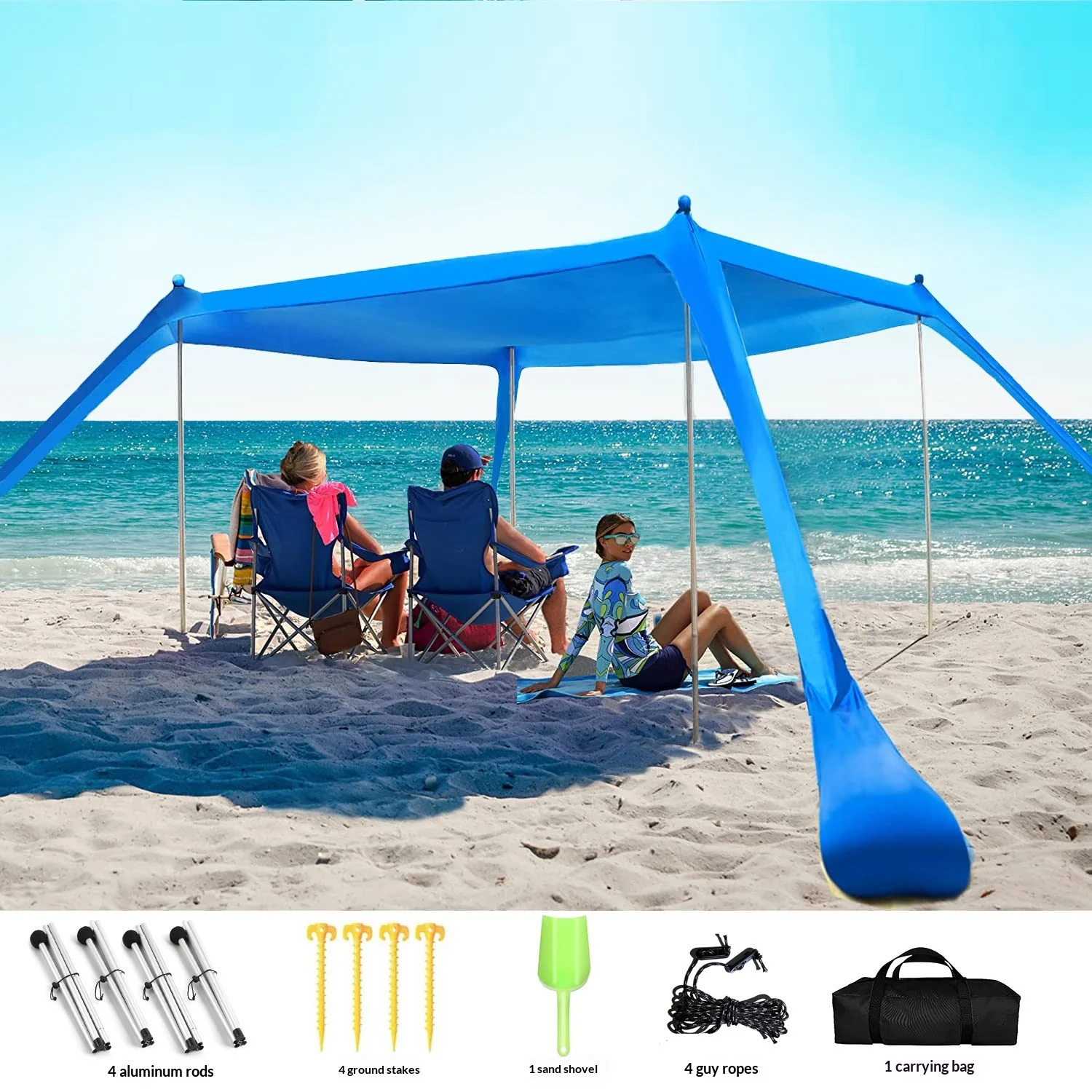 Tragbare Outdoor-Strand-Lycra-Sonnenschutzplane – Bild 8