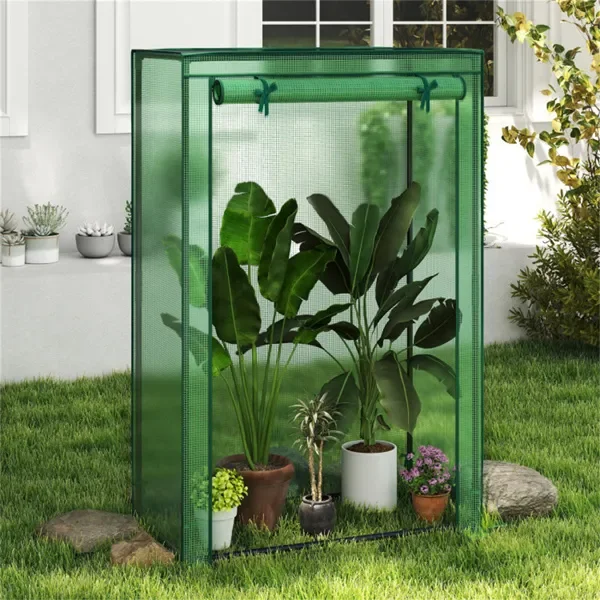 Green Mini Greenhouse 99x51x150cm PE Mesh, Tool-Free Assembly - Imagen 3