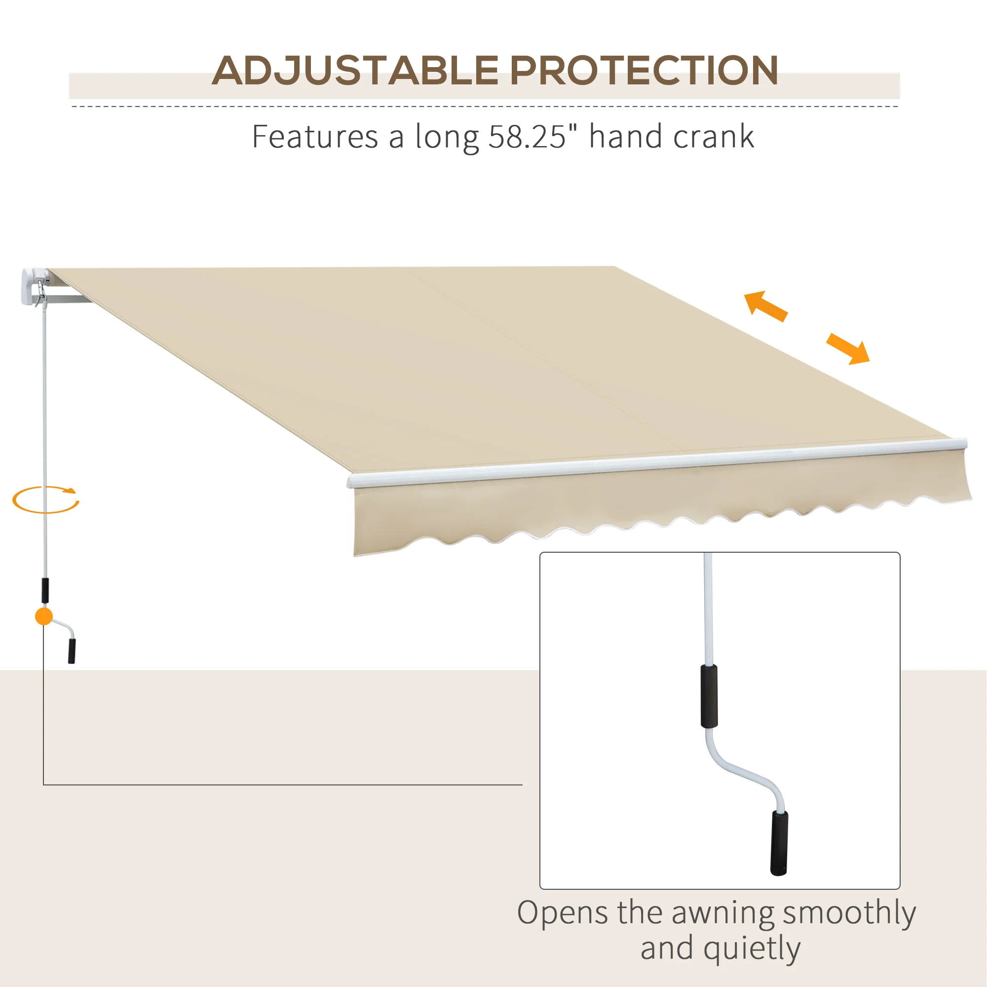 12 x 8 Terrassenmarkise, ausziehbarer Sonnenschutz mit Handkurbel für Terrass... – Bild 8