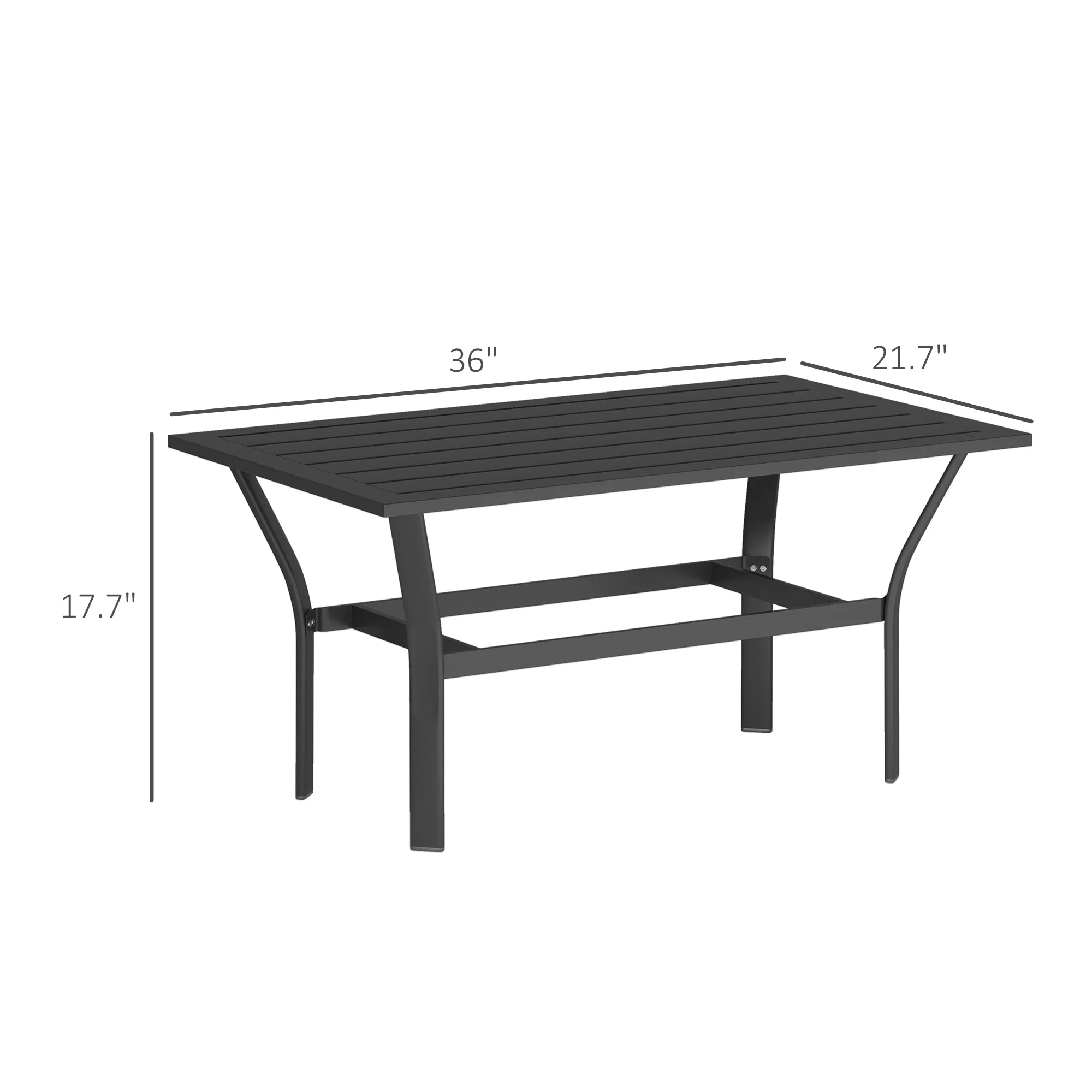 Mesa de centro para exteriores con tablero de lamas, mesa de centro metálica rectangular para jardín... - Image 7