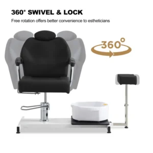 Pedicure-Stuhl mit Fußstütze und Fußbecken, 360° schwenkbar, verstellbare Höh...