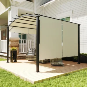 11 x 11 ausziehbare Terrassen-Markise für den Garten, Beige