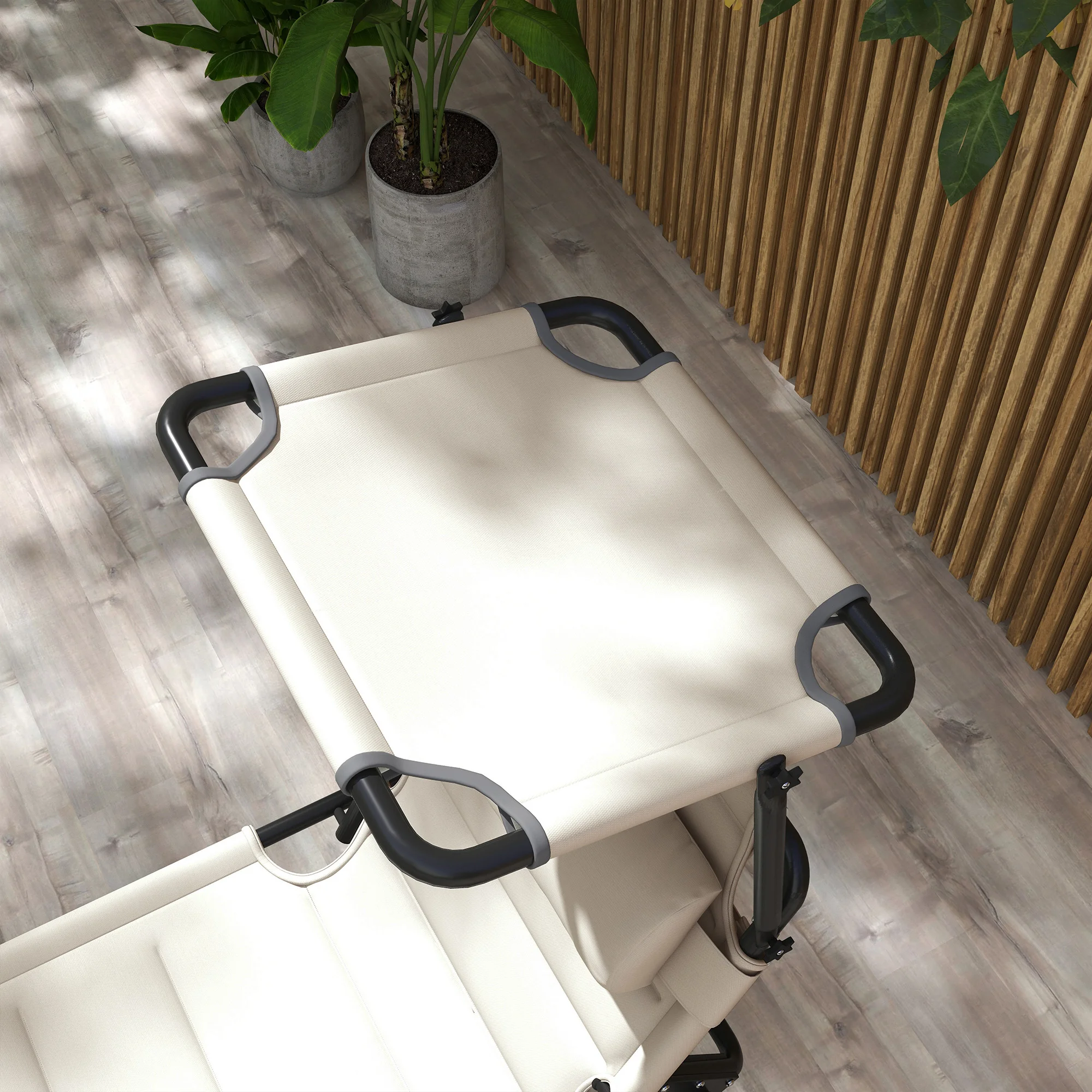 Ensemble de 2 chaises longues, réglable sur 4 positions, pliable, rembourré avec auvent &... - Imagen 8