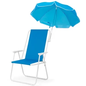 CampGlut Stahl-Strandstuhl mit Sonnenschirm für Heavy Duty.