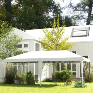 CampGlut 10x19.2m Outdoor Partyzelt, Pop-Up mit Tragetasche, weiss.