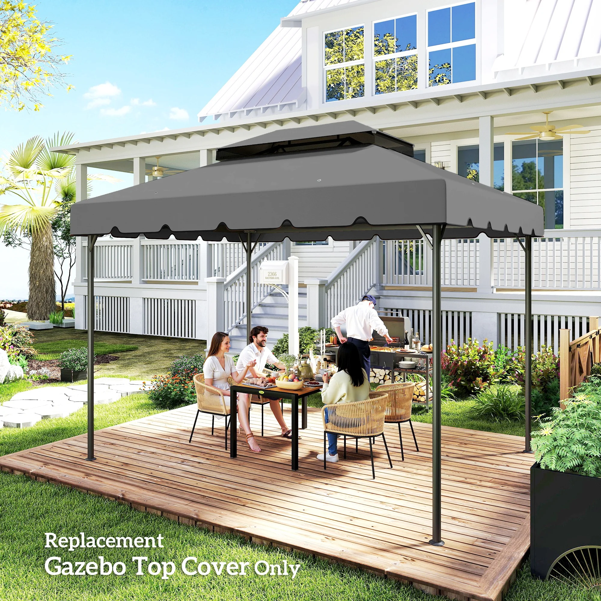 Modell 84C-101 oder 84C-144 13 x 10 Pavillon-Ersatzdach, Doppelbelüftung, Grau – Bild 6
