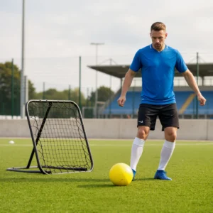 Fußball-Reboundernetz, 3x3, verstellbarer Winkel, klappbar, robustes Metallrohr