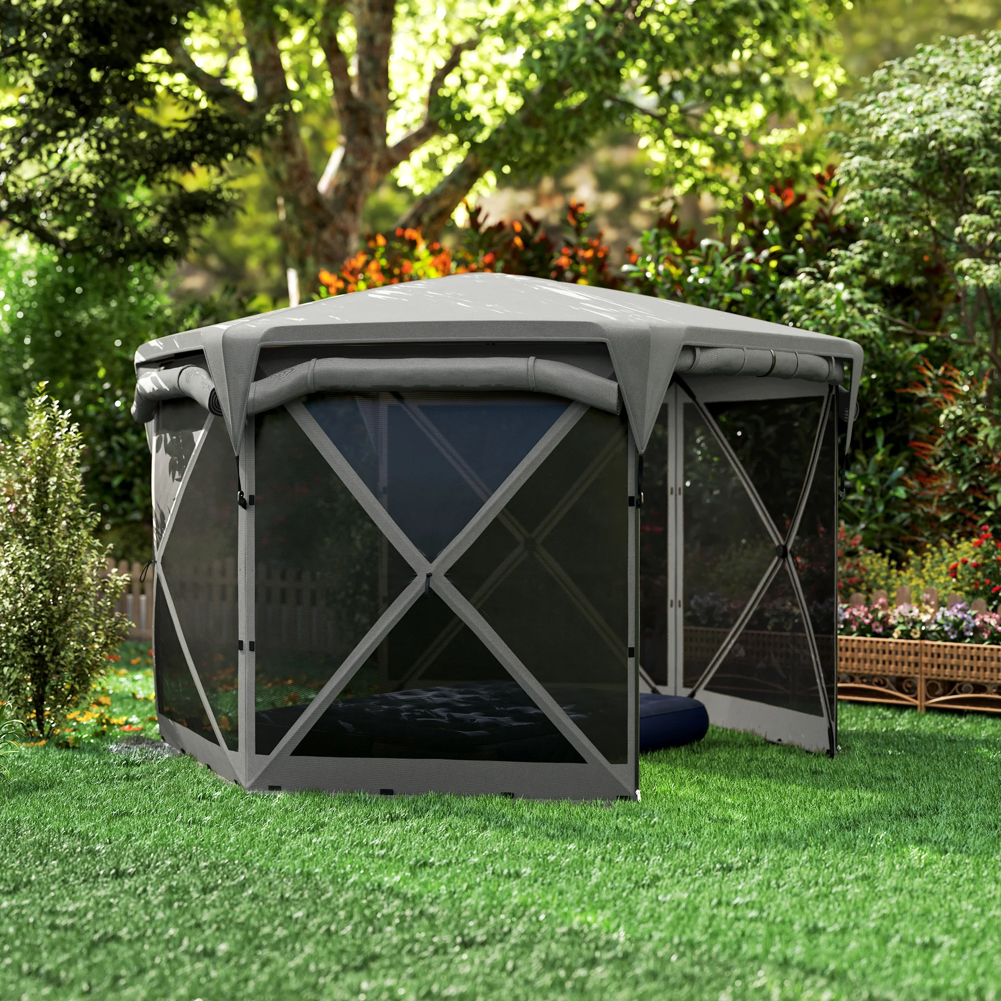 11 x 11ft Pop-Up-Gazebo-Sichtschutzzelt mit abnehmbarem Dach, aufrollbaren Wi... – Bild 3