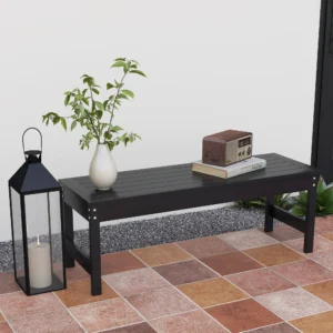 47" Outdoor-Sitzbank, HDPE Allwetter-Gartenbank, rückenlose Latten-Patiositzb...