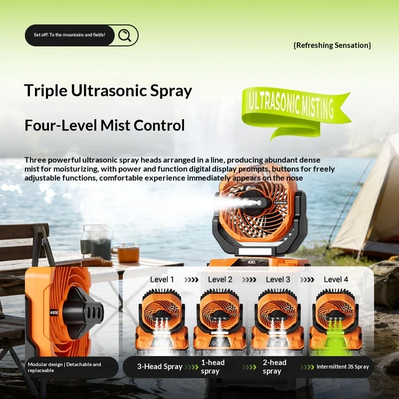 CampGlut Leiser Camping-Ventilator für Zelt und Strand.