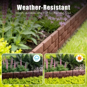 Gartenbeet-Einfassung, 12-teiliger Steinzaun, flexibel verstellbar mit Klick-...