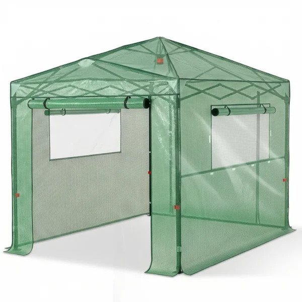 8x6ft PE-Netz-Gewächshaus, grün, klappbar – Bild 5