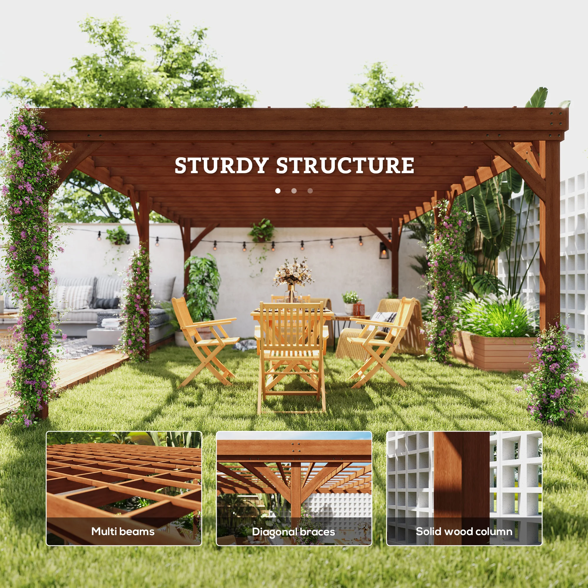 12 x 20 Outdoor Holzpergola, Weinspalier mit Betonankern für Garten, Terrasse... – Bild 3