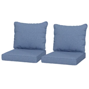 Terrassenstuhl-Auflagen Set 2-tlg. mit Sitz & Rückenlehne, blau, wasserabweisend