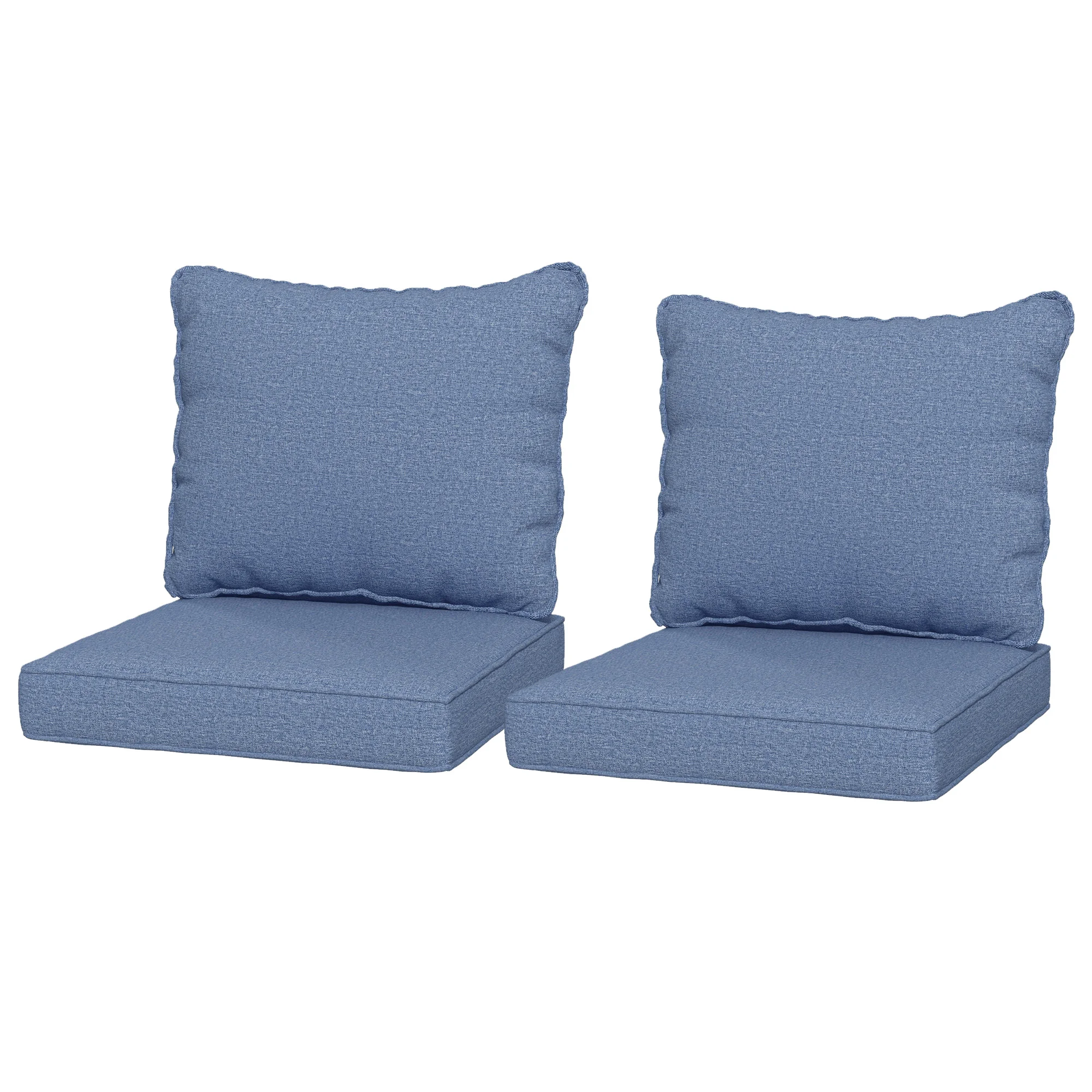 Terrassenstuhl-Auflagen Set 2-tlg. mit Sitz & Rückenlehne, blau, wasserabweisend