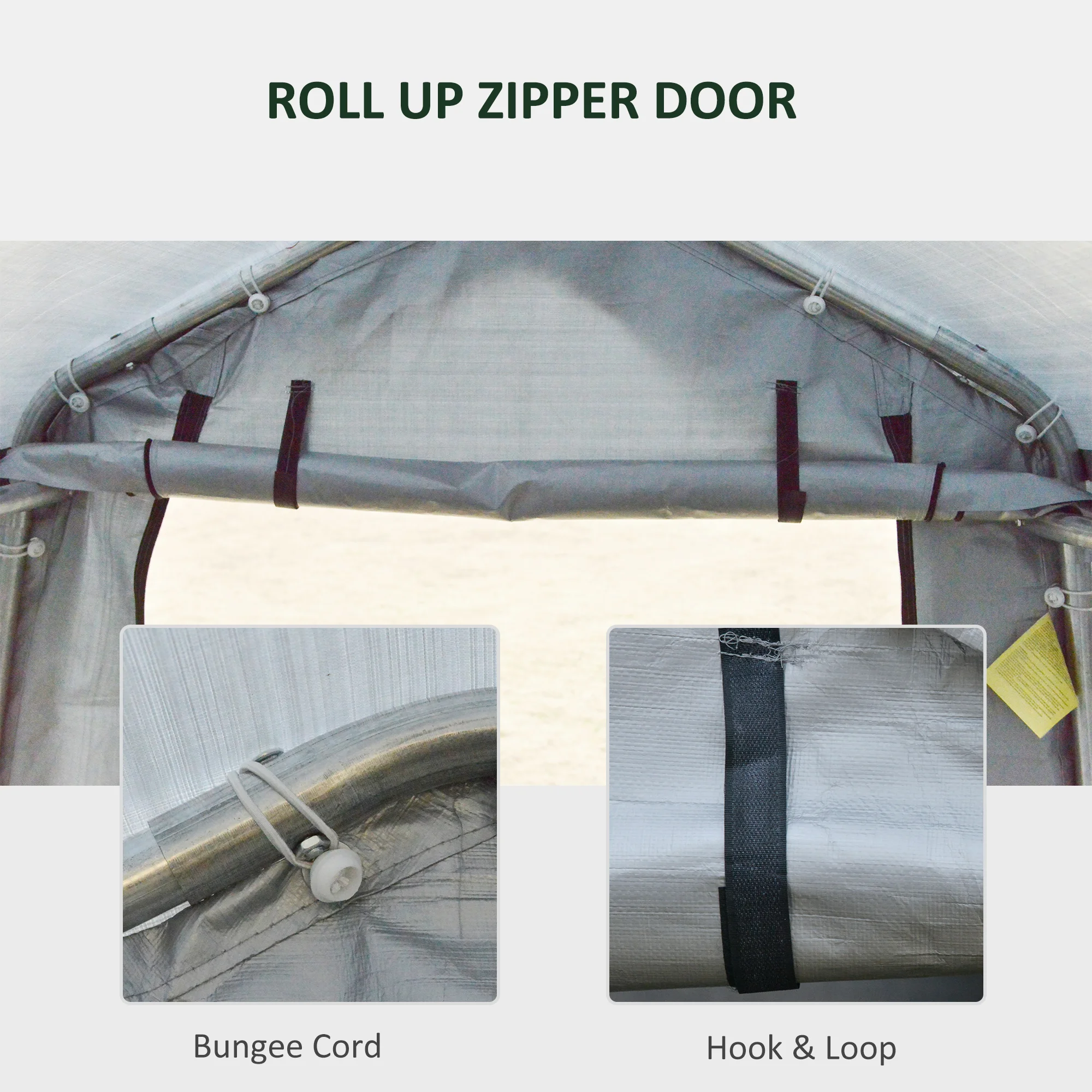 6 x 8 Carport Tragbare Garage, Schwerlast-Zelt, UV-beständige PE-Abdeckung, D... – Bild 7