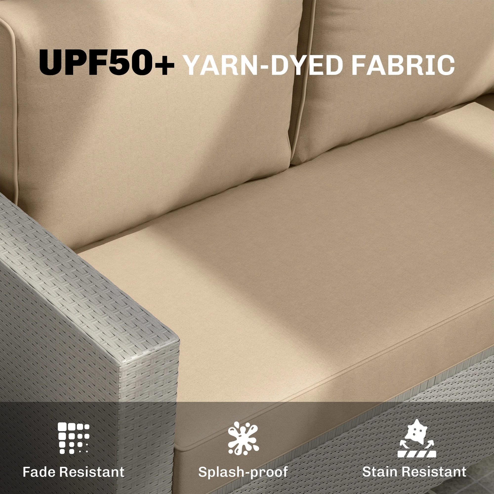 2-Sitzer Terrassenpolster, 117x66x13 cm, dickes Loveseat-Polster-Set mit abne... – Bild 5