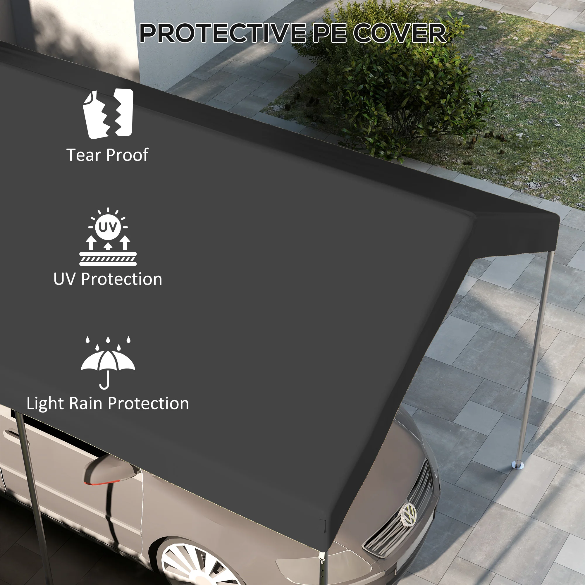 CampGlut Ersatzdach für Carport, robust und wetterbeständig für Outdoor-Bereiche.