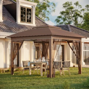12x12 Pop-Up-Pavillon mit Netz und Tragetasche, Sonnenschutz 12,7 m², höhenve...