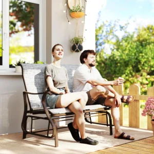 2-Personen Gartenschaukelbank, Stahlgestell pulverbeschichtet, 2-Sitzer Veran...