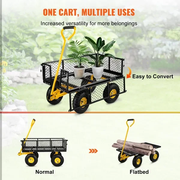 Schwerlast-Gartenwagen, 500 kg, Stahl, mit abnehmbaren Seiten und Drehgriff – Bild 6