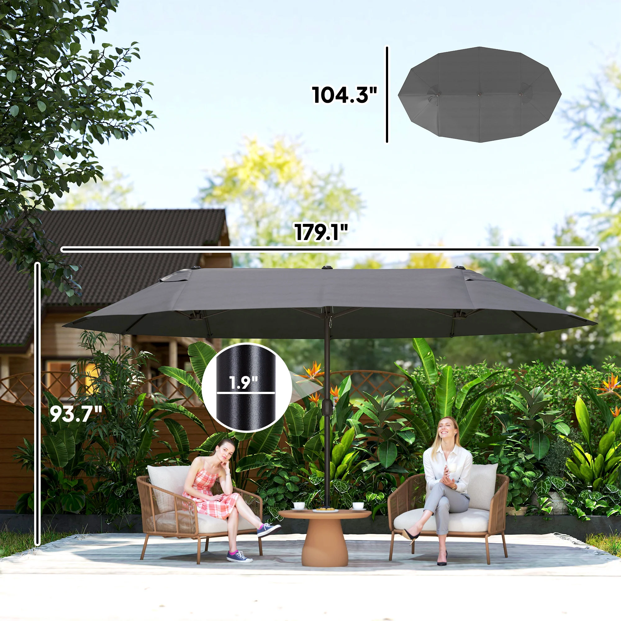 Extra große 4,5m Terrassenmarkise, doppelseitig, mit Kurbel und Lüftungsschli... – Bild 2