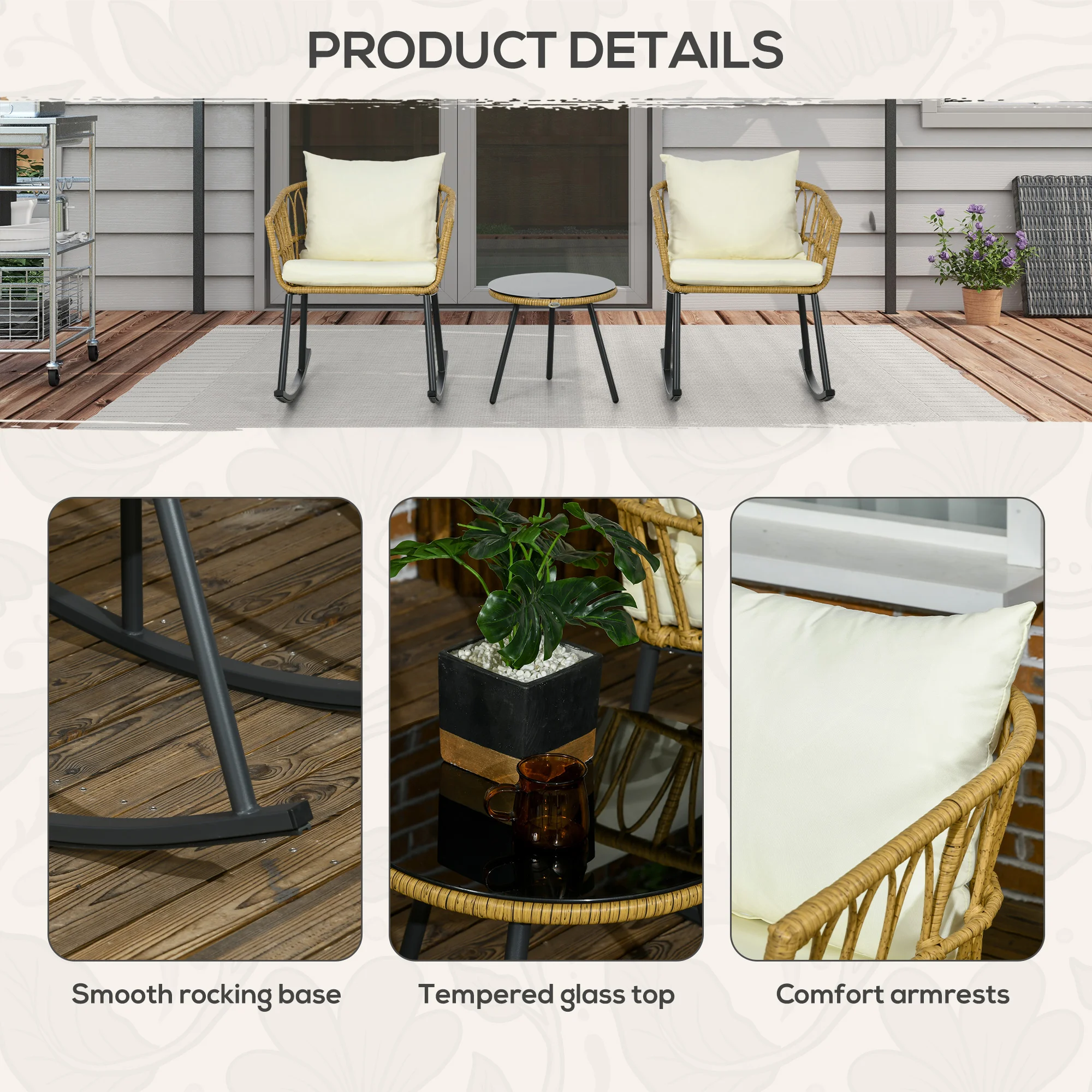 Wicker Outdoor Rocking Chair Set – Bild 5
