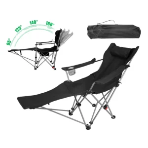 1 unidad de silla de camping reclinable con reposapiés ajustable en 4 posiciones, silla plegable para exteriores, silla 