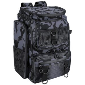 42L/11Gal Angelrucksack, große Kapazität, Angelausrüstungs-Aufbewahrungstasche mit Rutenhaltern, 16 Taschen, wasserabweise