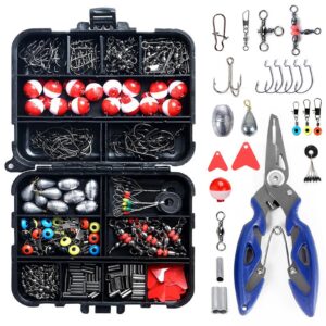 Unterstützt europaweiten Versand – 263-teiliges Outdoor-Angelzubehör-Set mit Tacklebox, inklusive Zange, Jig-Haken, Senkb